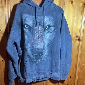 The Mountain Men's Charcoal Wolf Face Hoodie